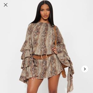 Fashion Nova Brown Patterned Dress